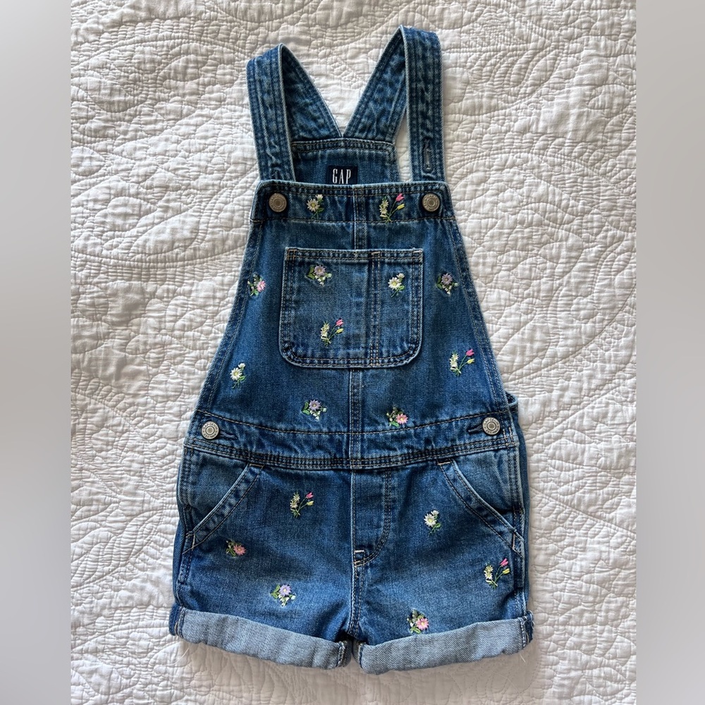 GAP Floral Denim Overalls, size 5